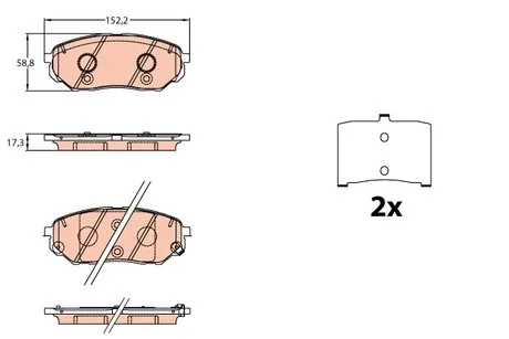 Комплект гальмівних колодок, дискове гальмо TRW GDB3638
