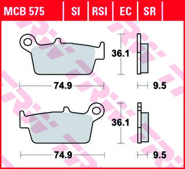Комплект гальмівних колодок TRW MCB575EC
