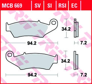 Комплект гальмівних колодок TRW MCB669SV