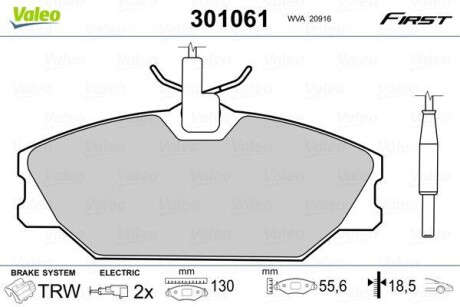 Тормозные колодки дисковые RENAULT/DAEWOO 25/Laguna/Megane/Safrane/Lublin "1,4-3,0 "F "84>> V301061 Valeo 301061