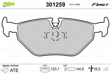 Тормозные колодки дисковые BMW 3/5/7/Z3 "1,8-5,0 "R "86-03 V301259 Valeo 301259