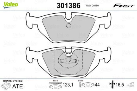 Тормозные колодки дисковые BMW 3/Z1/Z3 "1,6-3,0 "R "88-03 V301386 Valeo 301386