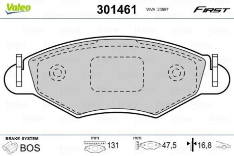 Гальмівні колодки дискові PEUGEOT 206 "1,1-1,9 "F "98>> V301461 Valeo 301461