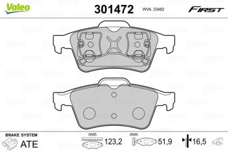 Тормозные колодки дисковые NISSAN /RENAULT Primera(P12)/Espace/Laguna/Megane "1,6-3,5 "R "01>> V301472 Valeo 301472