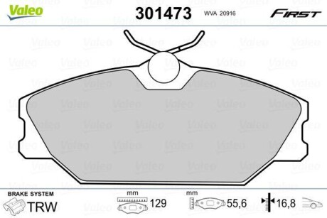 Гальмівні колодки дискові RENAULT Clio/Laguna/Megane "1,4-2,9 "F "96-06 V301473 Valeo 301473