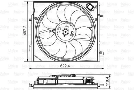 Вентилятор охолодження двигуна NISSAN/RENAULT Qashqai/X-Trail/Kadjar \'\'1,2-1,6 \'\'13>> V698582 Valeo 698582