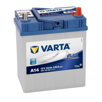 Аккумулятор 40Ah-12v BD(A14) (187х127х227),R,EN330 тонк.клеммы VARTA 540 126 033 (фото 1)