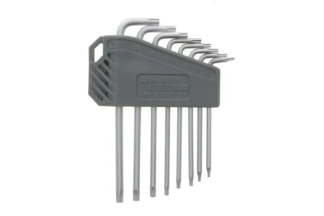 Набір ключів Г-подібних TORX з отвором, S2, TX6-25, 8 шт, RED STRIPE {арт 575239 122} WURTH 575239122