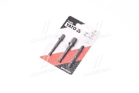 Держатели-адаптеры торцевых головок HEX 1/4 ": 1/4", 3/8 ", 1/2", 3 шт., Компл(про-во) YATO YT-04685