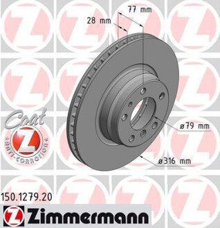 Гальмівний диск ZIMMERMANN 150127920