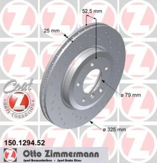 Тормозной диск перед BMW 325i/Z4 E85/E86 2.5/2.9/ ZIMMERMANN 150129452