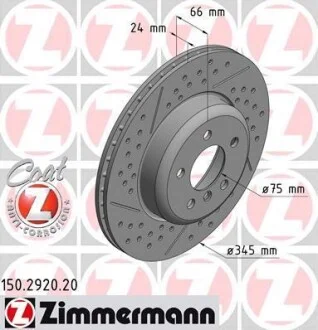 Тормозной диск зад. BMW 3 F30 12- ZIMMERMANN 150292020