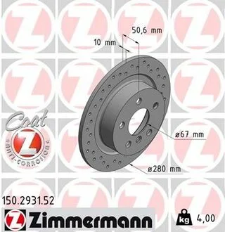 ДИСК ГАЛЬМIВНИЙ ЗАДНIЙ ZIMMERMANN 150.2931.52