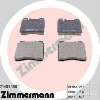 Фото тормозные колодки перед. DB CL-Series (W140)/S-Ser ZIMMERMANN 213031881 Тормозные колодки перед. DB CL-Series (W140)/S-Ser ZIMMERMANN 213031881