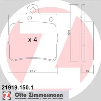 Тормозные колодки зад Mercedes W203 1,8i-2,4i (TEV ZIMMERMANN 219191501