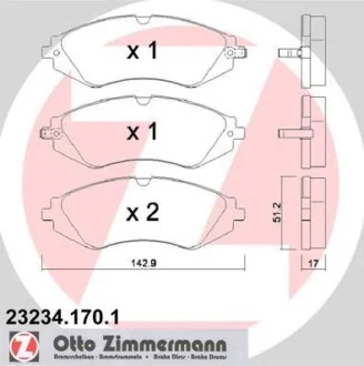 Комплект перед тормозом колодок ZIMMERMANN 232341701
