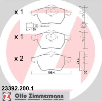 Колодки гальмівні (з датчиком) ZIMMERMANN 23392.200.1