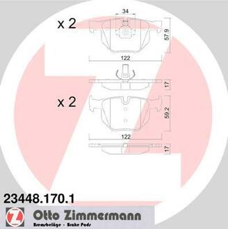Колодки гальмівні (без датчика)) ZIMMERMANN 23448.170.1