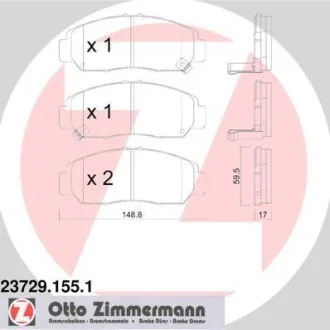 Гальмівні колодки перед Honda Civic c 2006р../Stream ZIMMERMANN 237291551