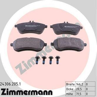 Колодки тормозные (без датчика) ZIMMERMANN 24306.205.1 (фото 1)