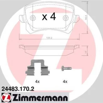 Колодки гальмівні (без датчика)) ZIMMERMANN 24483.170.2