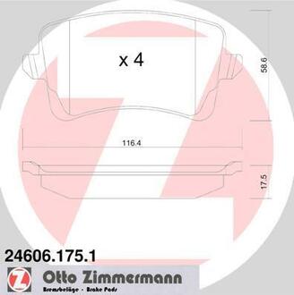 Колодки тормозные (без датчика) ZIMMERMANN 24606.175.1
