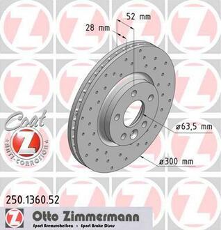 Тормозные диски пер ZIMMERMANN 250136052