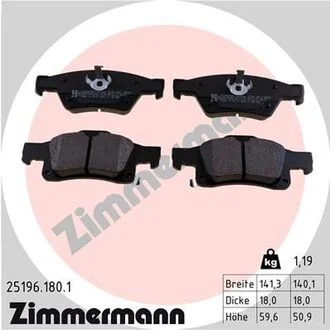 Колодки тормозные задние, комплект ZIMMERMANN 251961801