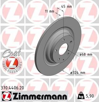 ДИСК ГАЛЬМIВНИЙ ЗАДНIЙ ZIMMERMANN 370.4406.20