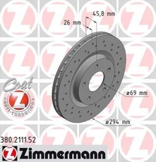 Диск гальмівний Sport ZIMMERMANN 380.2111.52
