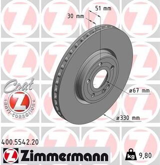 Диск гальмівний Coat Z ZIMMERMANN 400554220