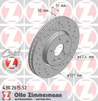 Гальмівні диски Sport/ Coat Z ZIMMERMANN 430261552 (фото 1)