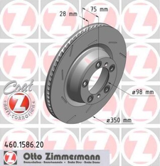 Гальмівний диск зад вент лівий Porsche Panamera 48 ZIMMERMANN 460158620