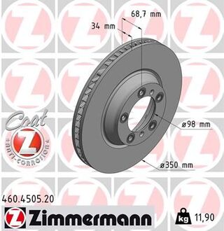 Диск тормозной Coat Z правый ZIMMERMANN 460450520 (фото 1)