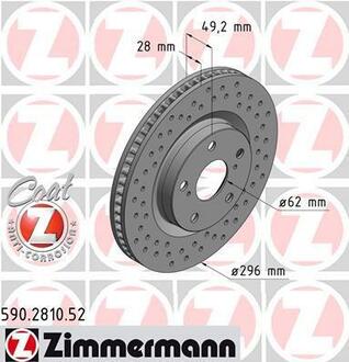 Тормозной диск Sport ZIMMERMANN 590.2810.52 (фото 1)
